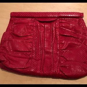 RED SNAKESKIN CLUTCH